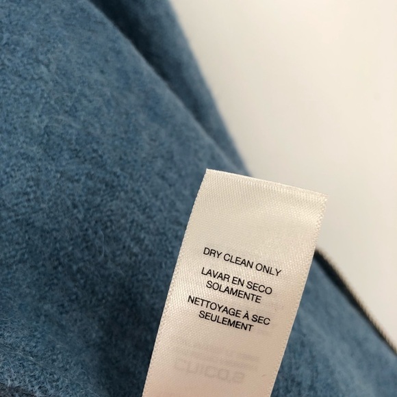 CHICO'S Boiled Wool Moto Jacket Zip Up Blue Grey S 4 6 Women Coat Zip Accents - Picture 7 of 11